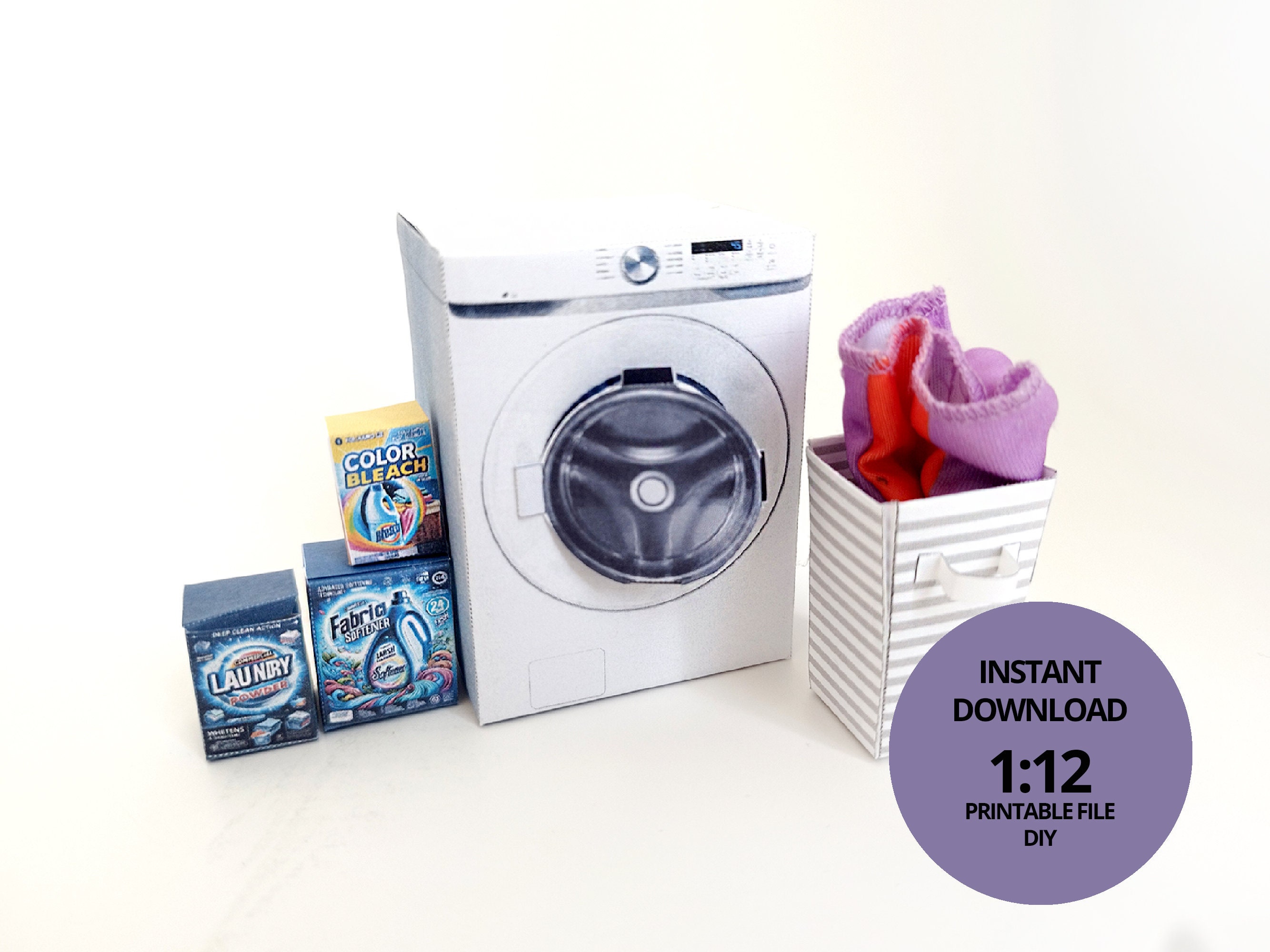 Oshhni Miniatura per casa delle Bambole Lavatrice Casetta da Gioco Giocattolo 1/12 Modello di Decorazione Lavanderia Accessori Mobili Piccoli