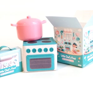 1:6 Miniatura stampabile di giocattoli per neonati e bambini, mini fornello, mini scatole per giocattoli, mini utensili da cucina, modello di scatola, download