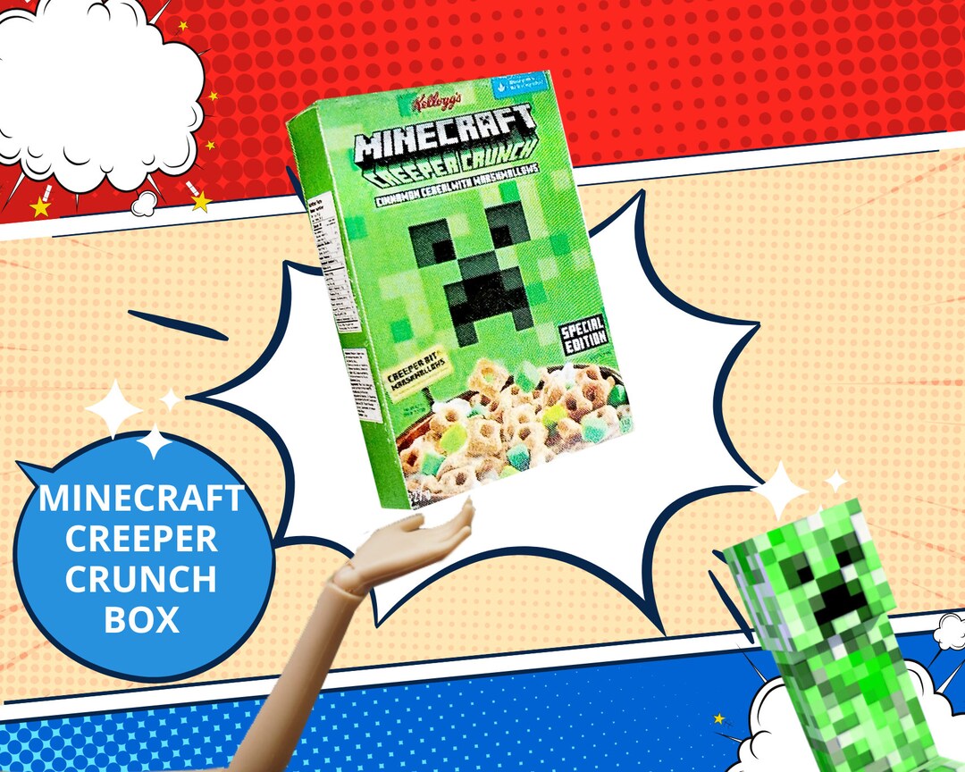 Minecraft Creeper Crunch Cereal Box 16 Scale Printable for Etsy