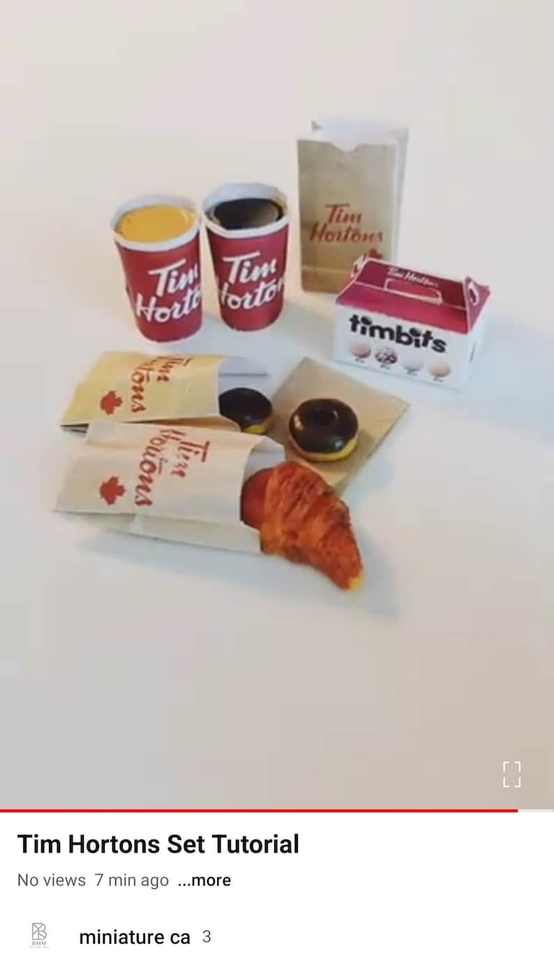 5 pieces Mini Tim Hortons-Inspired Meal Set for Dollhouses Printable Mini Food Items, printable miniature template image 5