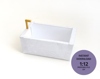 1:12 Scale Dollhouse Bathtub - Printable Miniature Template (PDF)