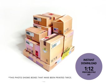 1:12 Open Carton Box, Container, and Shipping Pallet for Dollhouse Moving, Delivery, and Warehouse Storage