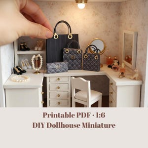 Miniature 1:6 purse and boxes for dollhouse and department store, 4 pcs miniatures, house decorations, dollhouse accessories