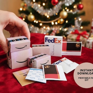 Miniature Delivery Box and Envelope Set Christmas Packages for Dollhouse 1:6 and 12 Scale, Gift or Ornament
