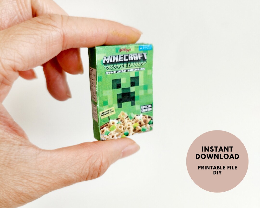Minecraft Creeper Crunch Cereal Box 16 Scale Printable for Etsy UK