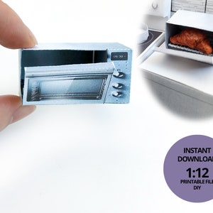 1:12 Openable Kitchen Oven - Printable Dollhouse electricity appliances for mini kitchen, papercraft, printable template
