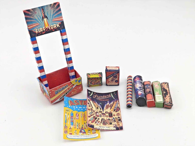 Mini Firework Set 1:12 Scale, 10 Items Printable Firework Set for Celebrations ...
