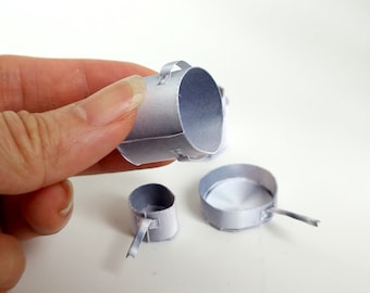 1:12 Küche Töpfe und Pfannen - Printable Dollhouse Möbel, DIY, druckbare Miniatur Vorlage, BMM Schuhschachtel Miniatur