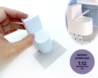 Puppenhaus Toilette mit Teppich im Maßstab 1:12 (PDF)