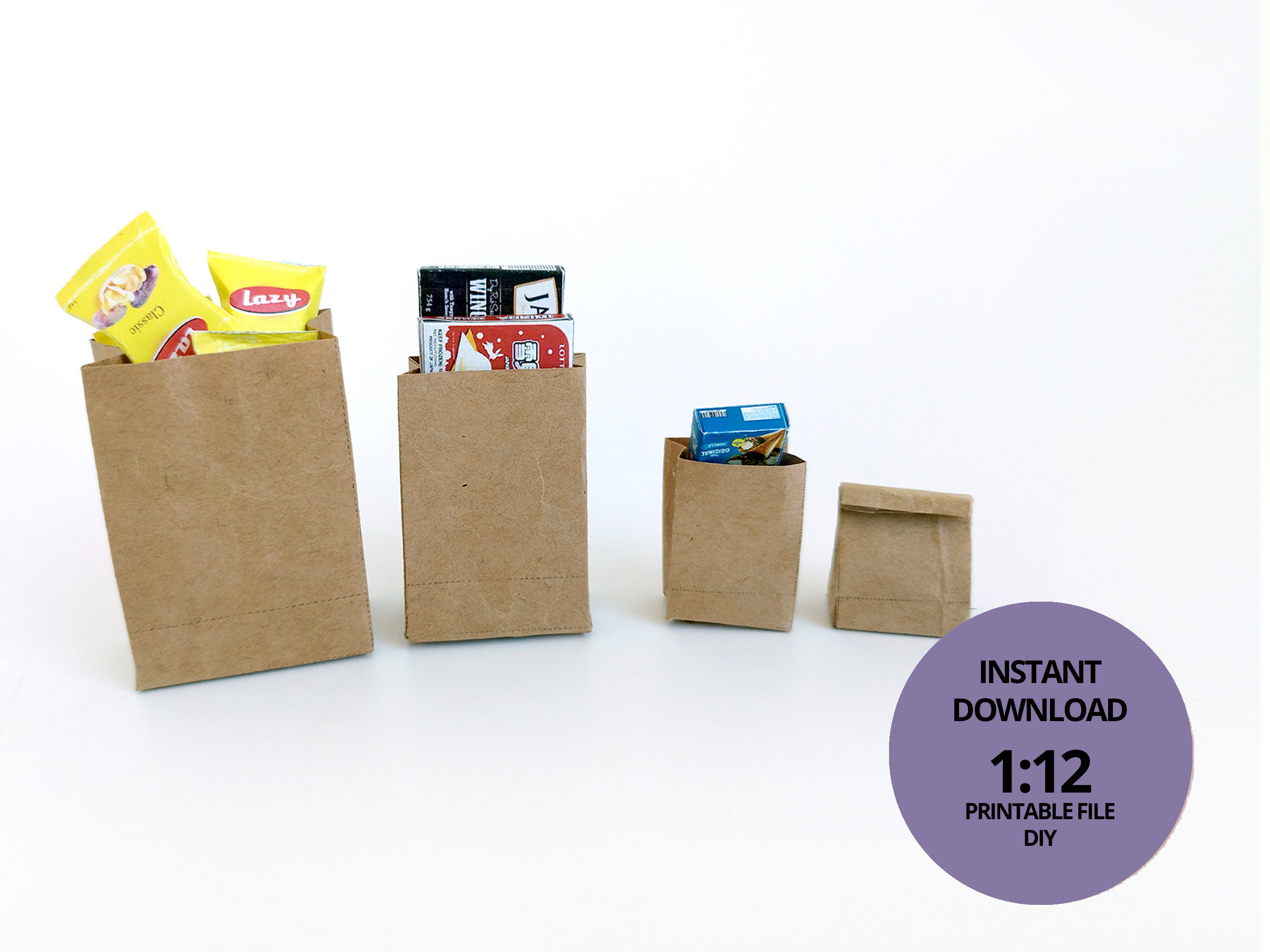 Melody Jane Dollhouse Miniature – 1:12 Scale Brown Paper Grocery Bags (35mm X 40mm), Tiny Shop Accessory - View #8