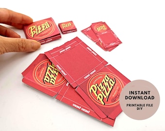 1:6 and 12 Scale, Red pizza boxes for Dollhouses - Printable mini food template, printable miniature template