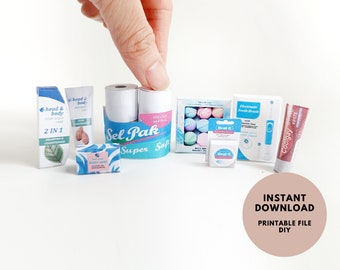 WC, salle de bain, kit de toilette 1:6 ; Shampooing, après-shampoing, brosse à dents électronique, dentifrice, rouleau de papier toilette, pour maison de poupée, modèle