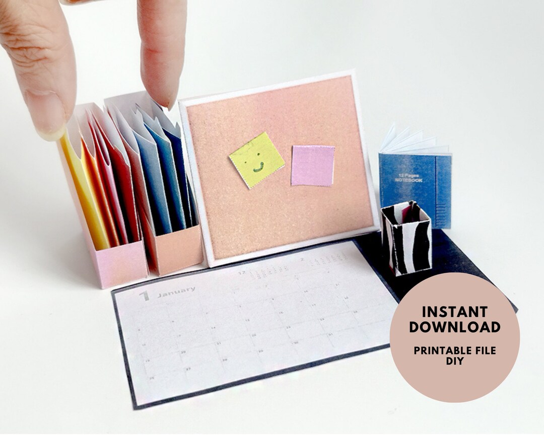 Desk Setup Work Setup Mini Stationary Mini Office for Dolls and Barbies