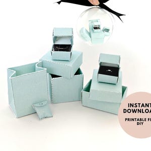 1:6 Seeblau Schmuckschatullen und Taschen, für Puppenhaus und Kaufladen, 6 Zubehörteile, Kette, Ring, verloben, heiraten, Jahresschmuck