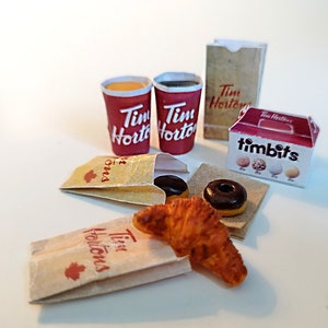 5 pieces Mini Tim Hortons-Inspired Meal Set for Dollhouses Printable Mini Food Items, printable miniature template image 3