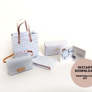 1: 6 Luxus Marken Taschen, Geldbörse, Pochette Tasche Kaufhaus, 5 Artikel Miniaturen, Luxus Haus Dekorationen, Jahresschmuck