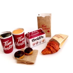 5 pieces Mini Tim Hortons-Inspired Meal Set for Dollhouses Printable Mini Food Items, printable miniature template image 2