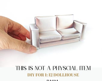 1:12 Sofa & Couches Affordable Printable Dollhouse furniture   DIY miniature template, BMM shoesbox miniature