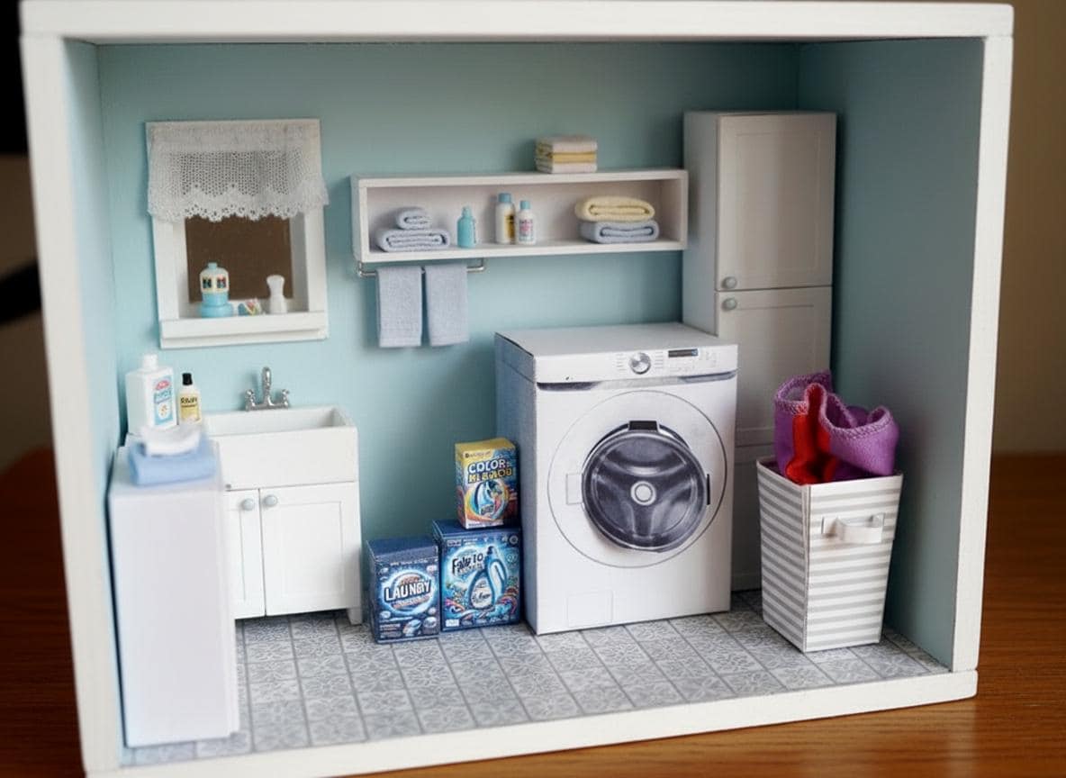 1:12 Laundry Setup Washing Machine & Detergents for Dolls and Barbies ...
