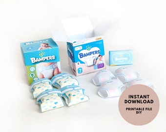 1:6 Baby Set with diapers and wipers, Newborns, Infants, Babies, for dollhouse, miniature template, download