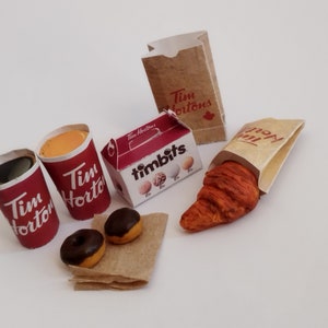 5 pieces Mini Tim Hortons-Inspired Meal Set for Dollhouses Printable Mini Food Items, printable miniature template image 4