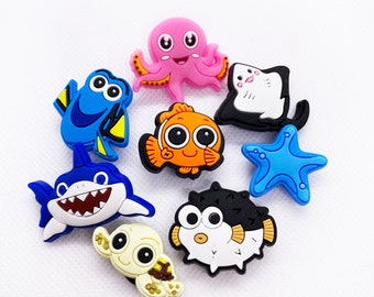 Nemo-Inspired Croc Charms Set: Dive into Fun with Whimsical Fishy Footwear Accessories! Croc Jibbitz pack.