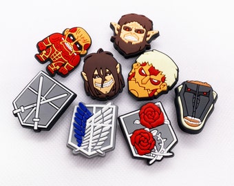 Attack on Titan Anime Croc Charms Jibbitz Set para zuecos / Accesorios para zapatos / Trending Attack on Titan Charms para zuecos / Jibbitz diseñado