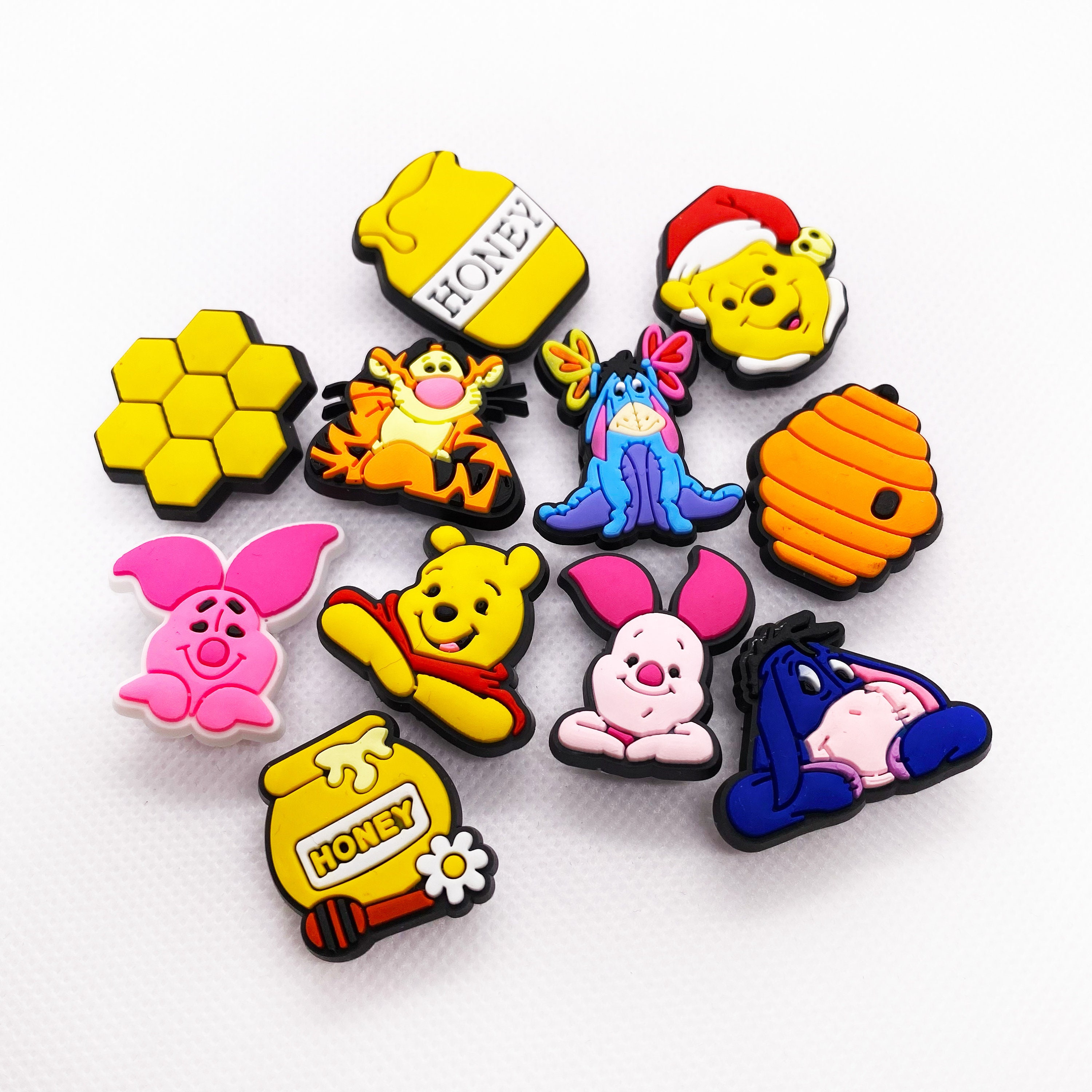 Winnie the Pooh Cartoon Cute PVC Shoes Charm Accessories Clogs decorated  Croc JIBZ wristband Children's Party Christmas - AliExpress