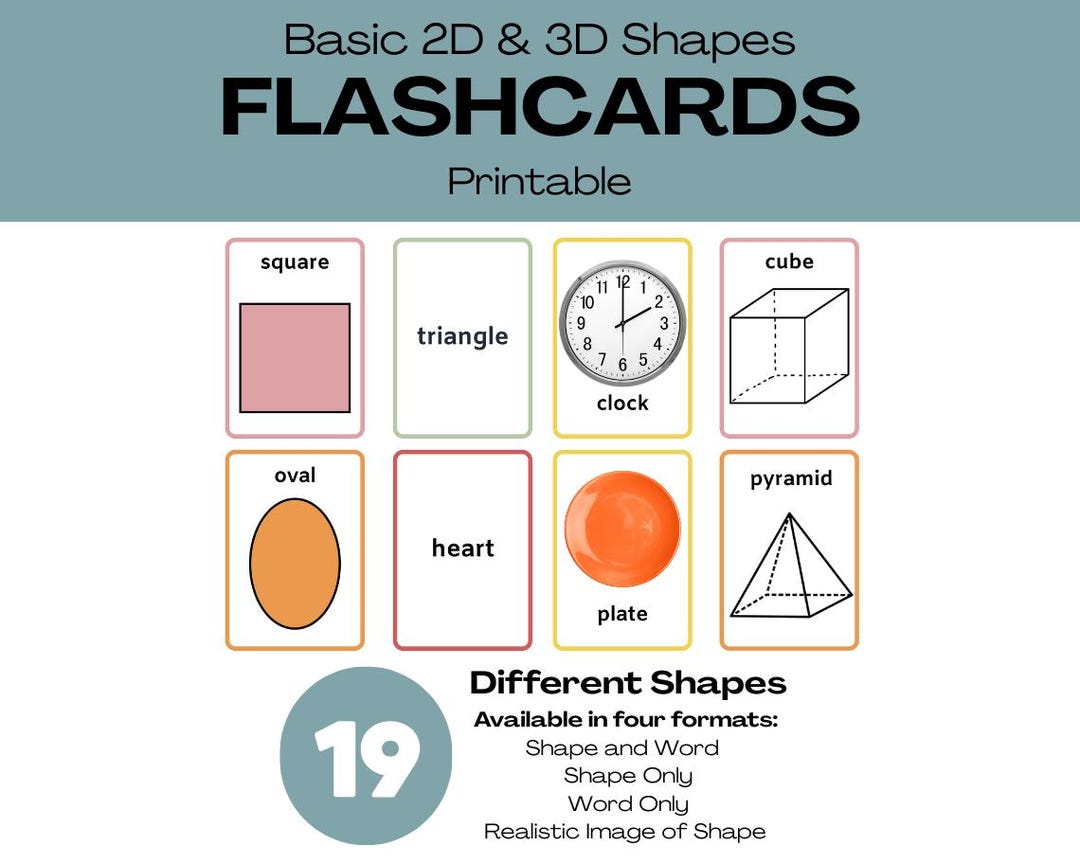 Shape Reading Learn Basic Shapes Flashcards | 2D & 3D Shapes | Early Learning ...