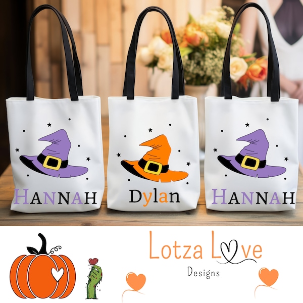 Halloween Custom Trick or Treat Tote Bag Personalized Tote Bag Personalized Trick or Treat Bags Personalized Halloween Bags Custom Halloween