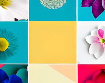 Harmony Blooms: Inspirierende botanische Glückseligkeit im abstrakten Minimalismus