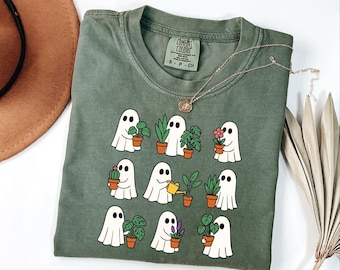 Comfort Colors® Ghost Plant Shirt, Plant Lover Halloween Gift, Halloween Plant Lady Shirt, Funny Ghost Botanical Shirt, Gardeners Fall Gift