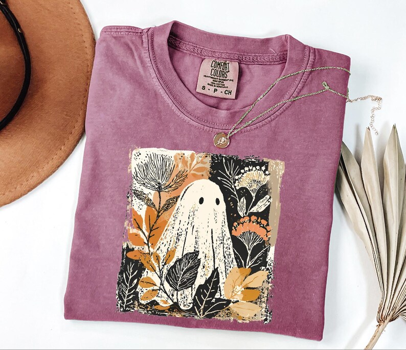 Comfort Colors® Retro Floral Ghost Shirt, Womens Ghost Shirt, Fall Vibes Shirt, Spooky Season image 6