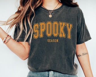 Comfort Colors® Retro Spooky Season Shirt, Womens Halloween Shirt, Halloween Pumpkin Shirt, Halloween Outfit, Cute Fall Season Shirt
