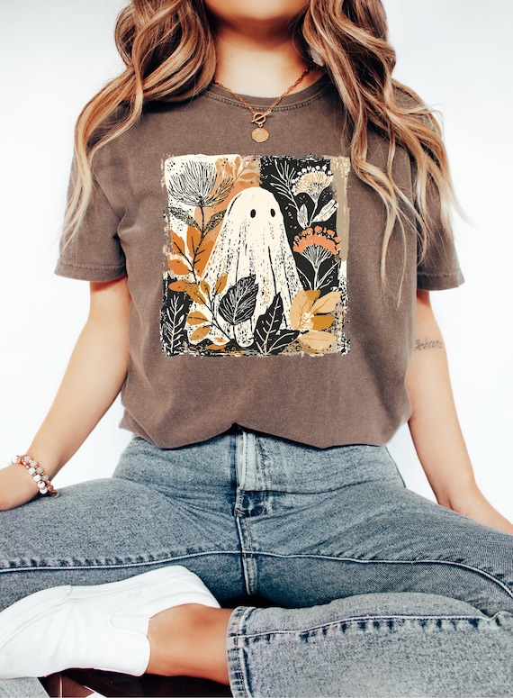 Comfort Colors® Retro Floral Ghost Shirt, Womens Ghost Shirt, Fall Vibes Shirt, Spooky Season