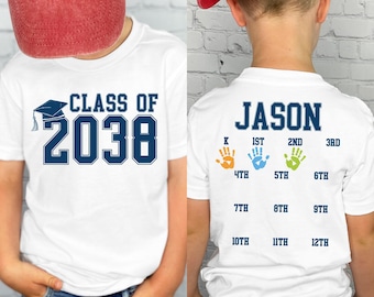 Comfort Colors® Class Of 2038 Handprint Shirt, 2039 Graduation Shirt, Photo Day Shirt, First Day of School Shirt, Grow With Me Shirt