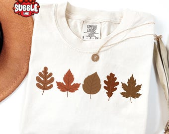 Comfort Colors® Retro Fall Leaves Shirt, Autumn Gift For Womens, Cozy Season Shirt, Pumpkin Season Gift, Cute Autumn Shirt, Fall Leaves Gift