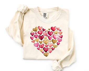 Camiseta con corazón de San Valentín de Comfort Colors®, camiseta de San Valentín para mujer, camiseta gráfica con el mensaje "Amor de San Valentín"