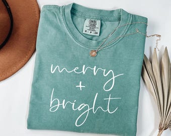 Comfort Colors® Merry Bright Christmas Shirt: Merry Christmas Holiday Gift, Xmas T-Shirt