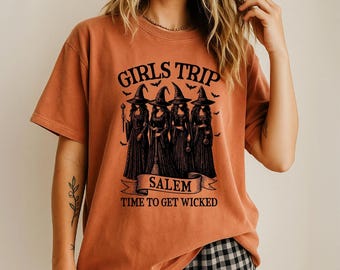 Comfort Colors® Girls Trip Salem Shirt, Halloween Shirt, Retro Halloween Shirt, Halloween Witch Shirt, Salem Massachusetts, Salem Witches