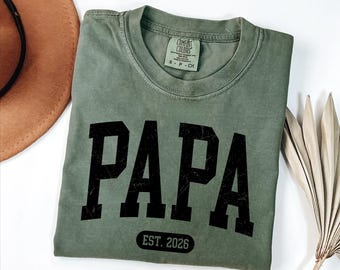 Comfort Colors® Custom Papa Shirt, Fathers Day Gift, Dad Announcement Tee