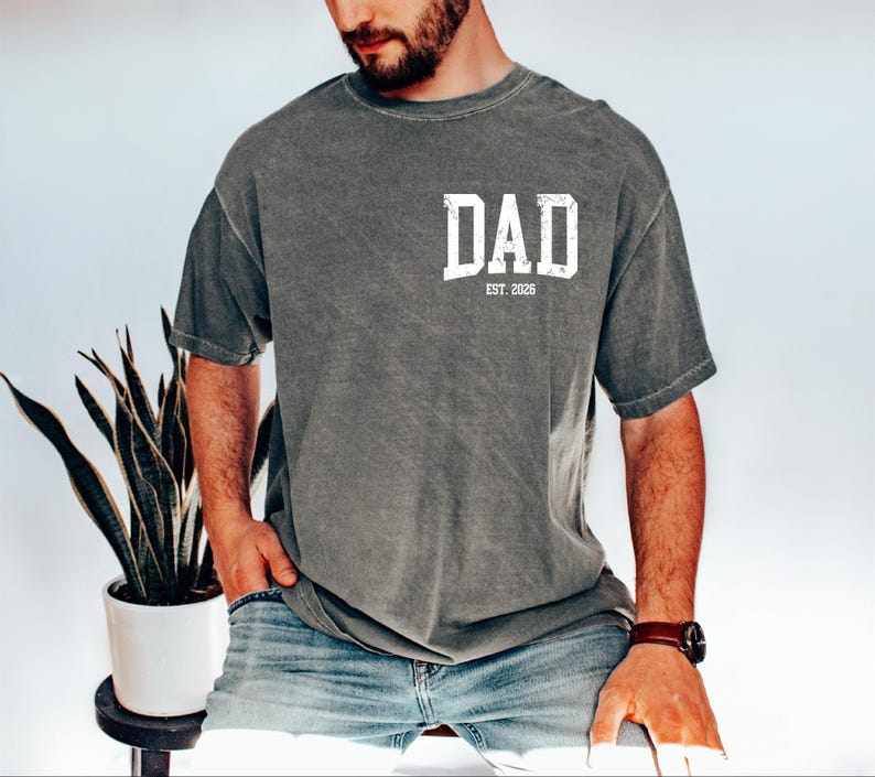 Comfort Colors® Custom Dad Shirt, Cute Fathers Day Gift, Christmas Gift For Dad, New Dad Shirt, Custom Dad Est Shirt, Gift for Grandpa zdjęcie 2