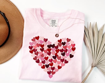 Camisa de manga larga con corazón de San Valentín Comfort Colors®, camisa de San Valentín para mujer, camiseta con gráfico de San Valentín