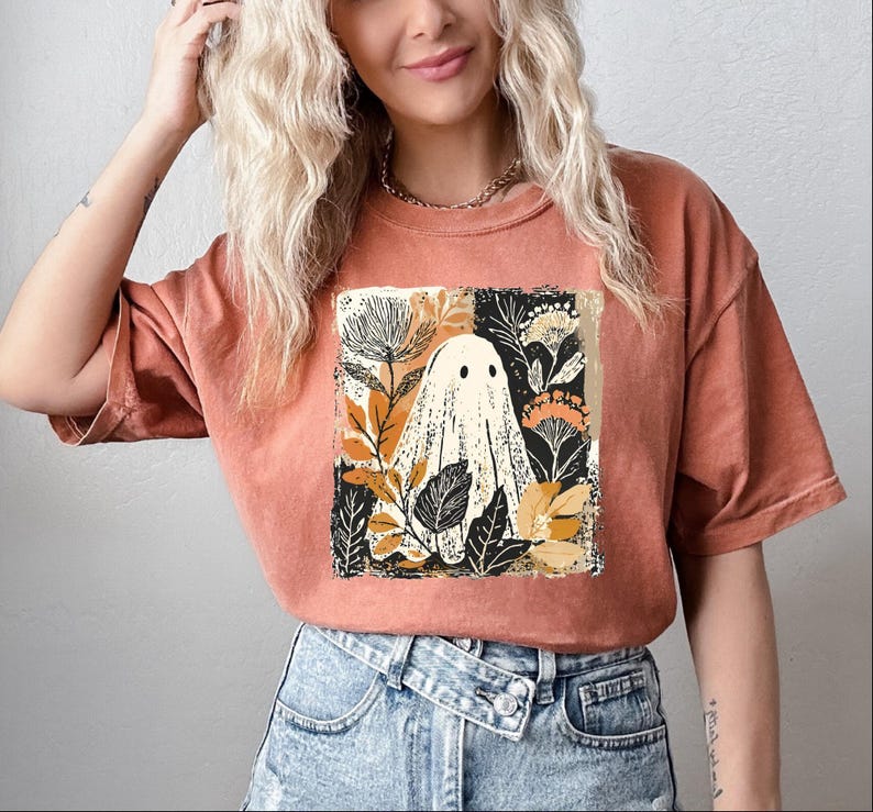 Comfort Colors® Retro Floral Ghost Shirt, Womens Ghost Shirt, Fall Vibes Shirt, Spooky Season image 5