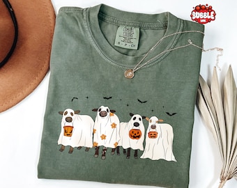 Comfort Colors® Ghost Cows Halloween Shirt, Halloween Ghost Cows Shirt, Halloween Animals, Ghost Shirt, Cow Lovers Halloween Gift