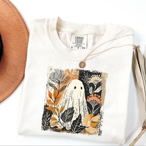 Comfort Colors® Retro Floral Ghost Shirt, Womens Ghost Shirt, Fall Vibes Shirt, Spooky Season image 3