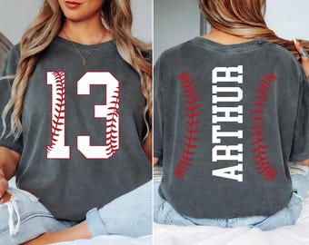 Camiseta de béisbol personalizada Comfort Colors®, con nombre y número personalizados.