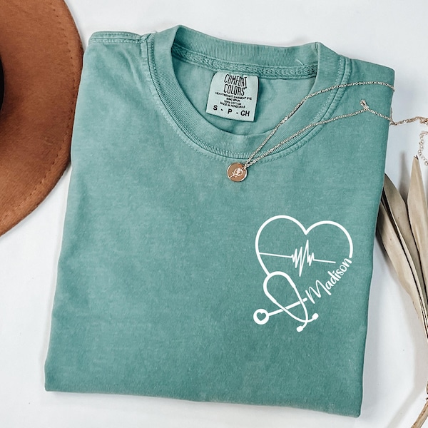 Comfort Colors Custom Nurse Shirt, Personalized Tee, Nurse Pocket Shirt, Nurse Life Shirt, Nurse, Custom Nurse Gift