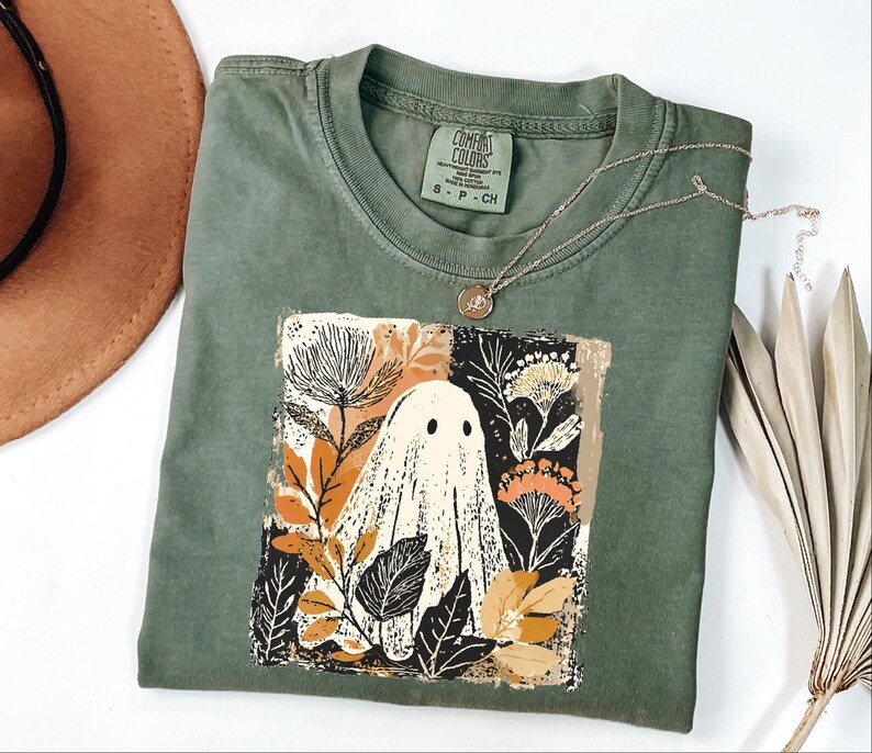 Comfort Colors® Retro Floral Ghost Shirt, Womens Ghost Shirt, Fall Vibes Shirt, Spooky Season image 4