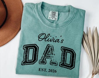 Comfort Colors® Custom Dad Shirt with Kids Name, First Fathers Day Gift